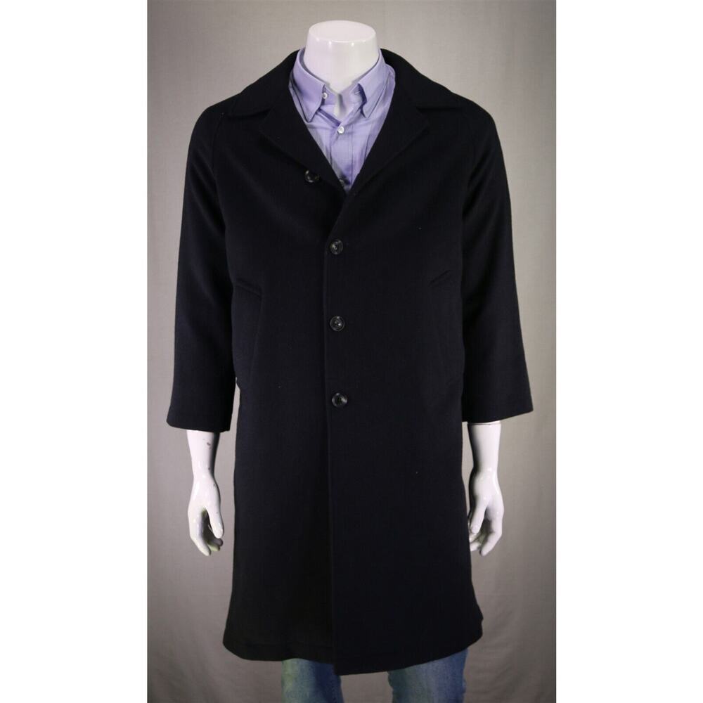 Timothy Everest Black Wool-Cashmere Flannel Overcoat Coat 38S